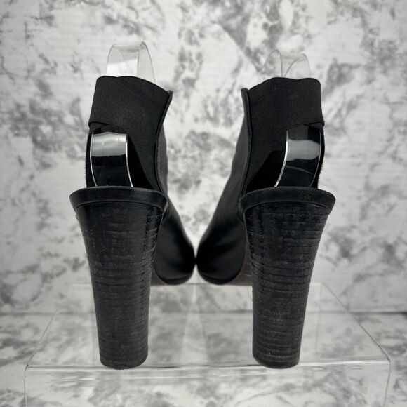 Stuart Weitzman Womens Peep Toe Block Heel Booties Size 8.5 Black Leather - Picture 5 of 9